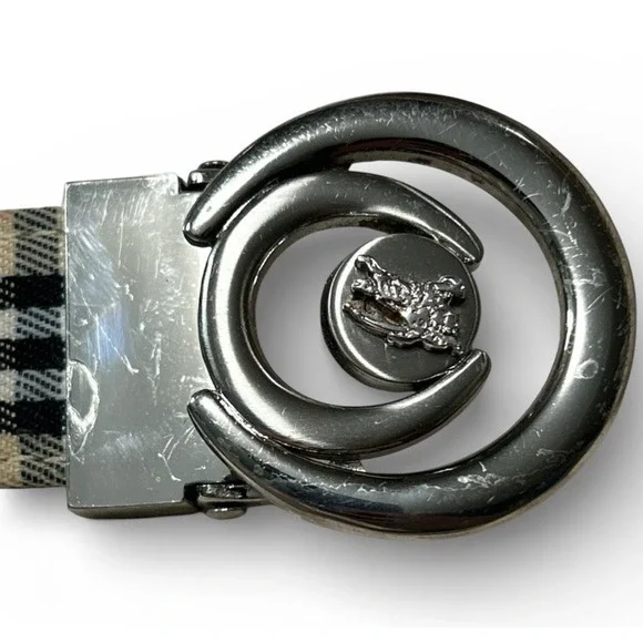 BURBERRY Canvas Belt Nova Check Plaid Made in Italy D-Ring Size 32 See Pics - Picture 3 of 9